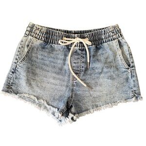 Kendall + Kylie Jogger Shorts Denim Juniors Size S Raw Hem Drawstring